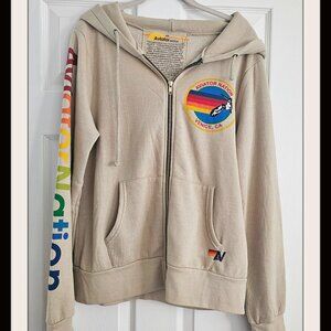AVIATOR NATION VENICE Full Zip Hoodie Sand Medium NWOT